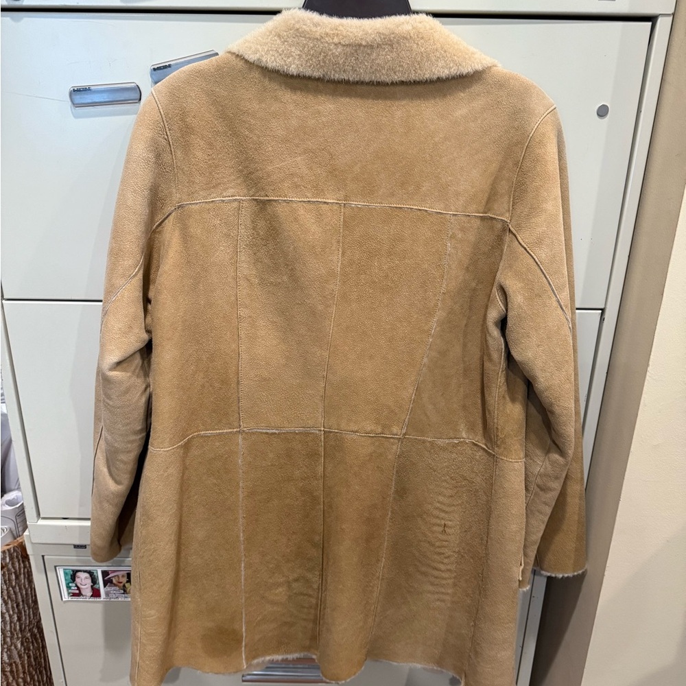 Tan Shearling Leather Jacket - image 2